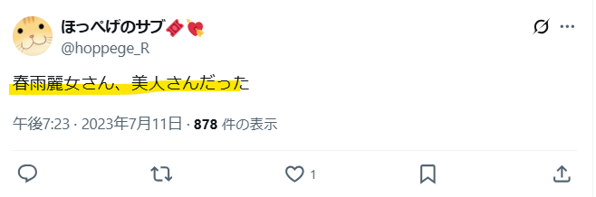 春雨麗女の中の人は美人